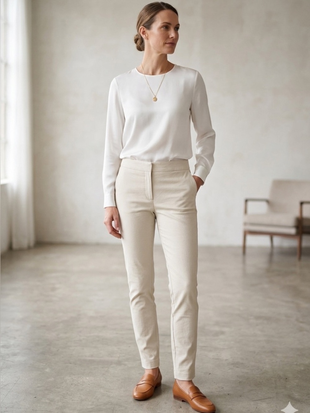 Ecru | Santana Slim Trousers